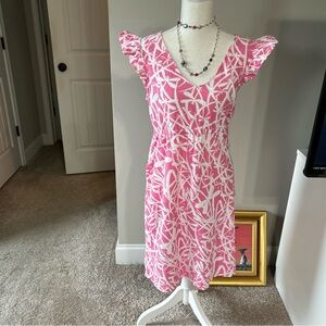 Pink and White Patterned Dress